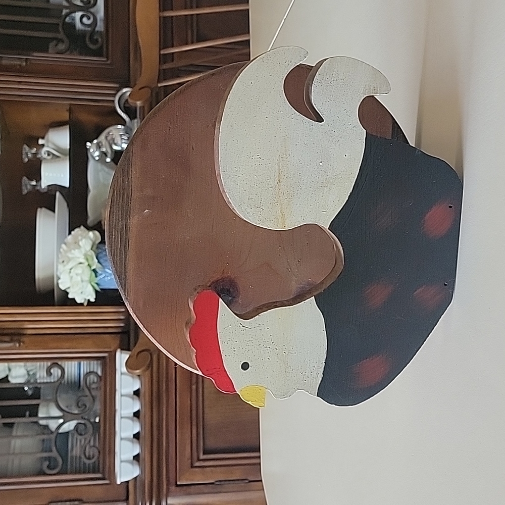 Vintage Wooden Chicken Paper Plate Holder